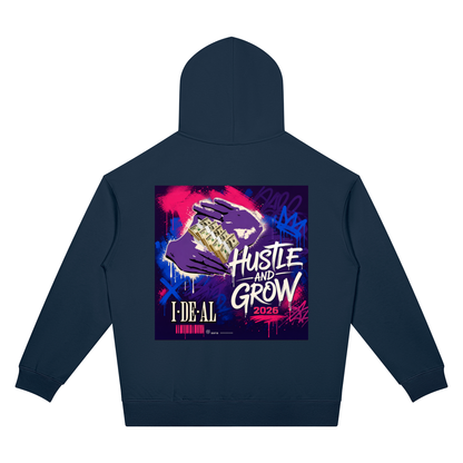 Hustle and Grow Two-sided Graphic Drop Shoulder Hoodie