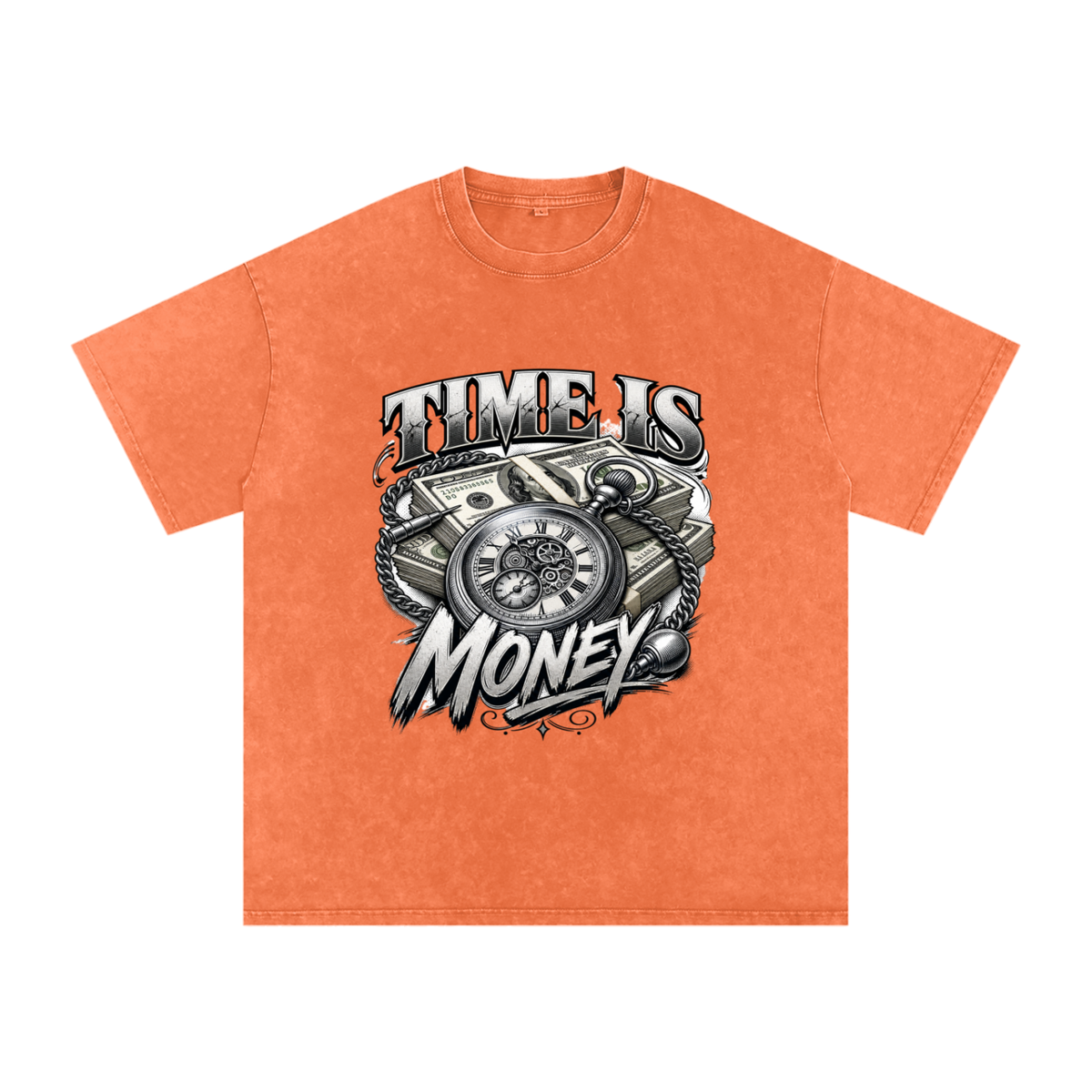 Time Is Money Snow-Washed Cotton Graphic Tee