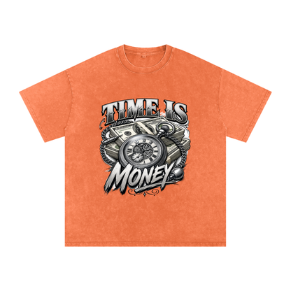 Time Is Money Snow-Washed Cotton Graphic Tee