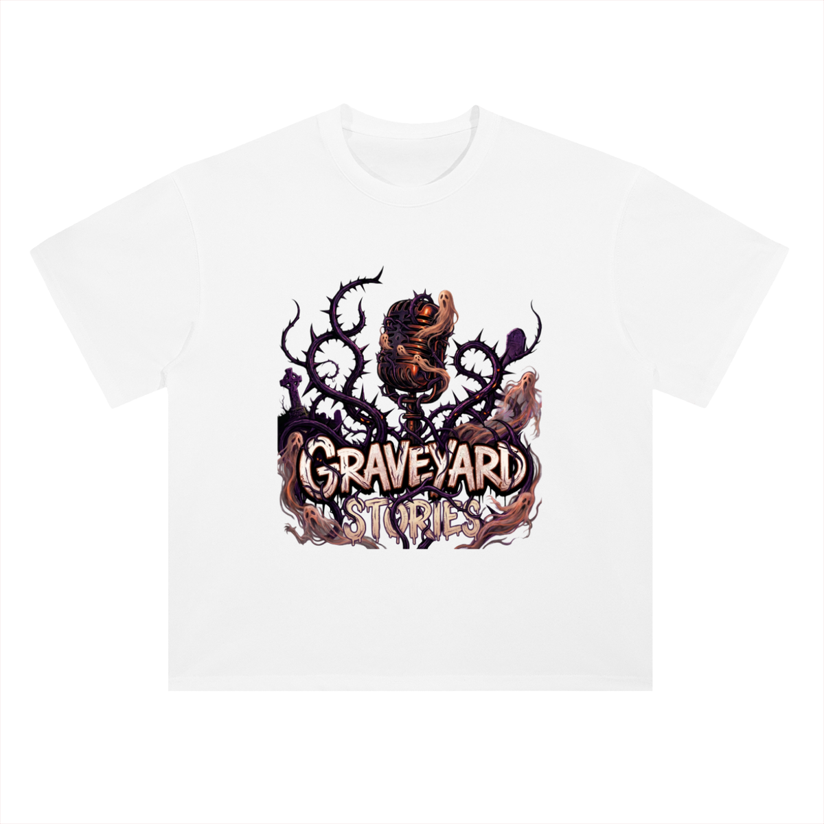 Graveyard Stories Gothic Horror Graphic Drop Shoulder Tee
