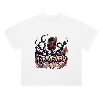 Graveyard Stories Gothic Horror Graphic Drop Shoulder Tee