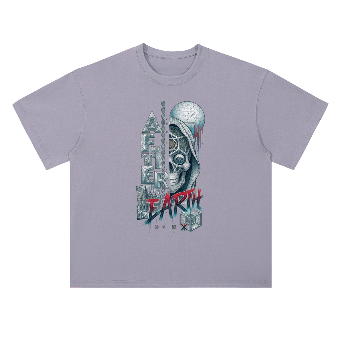 After Earth Futuristic Skull Graphic Drop Shoulder Tee