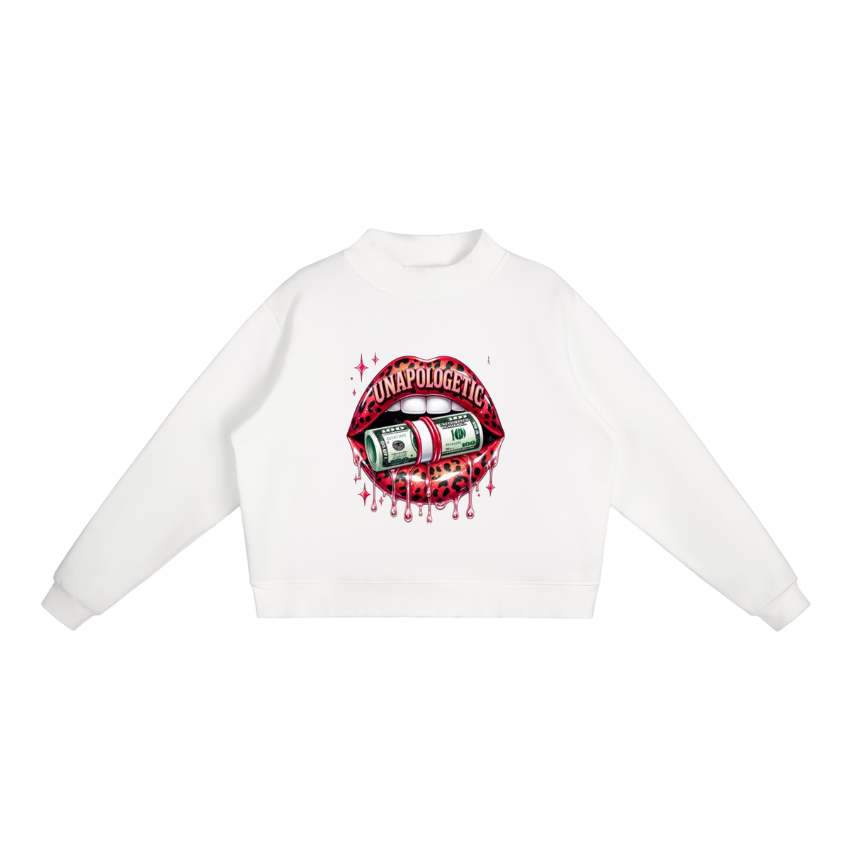 Unapologetic Lips Oversized Mock-Neck Sweatshirt