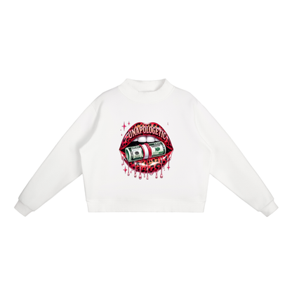 Unapologetic Lips Oversized Mock-Neck Sweatshirt