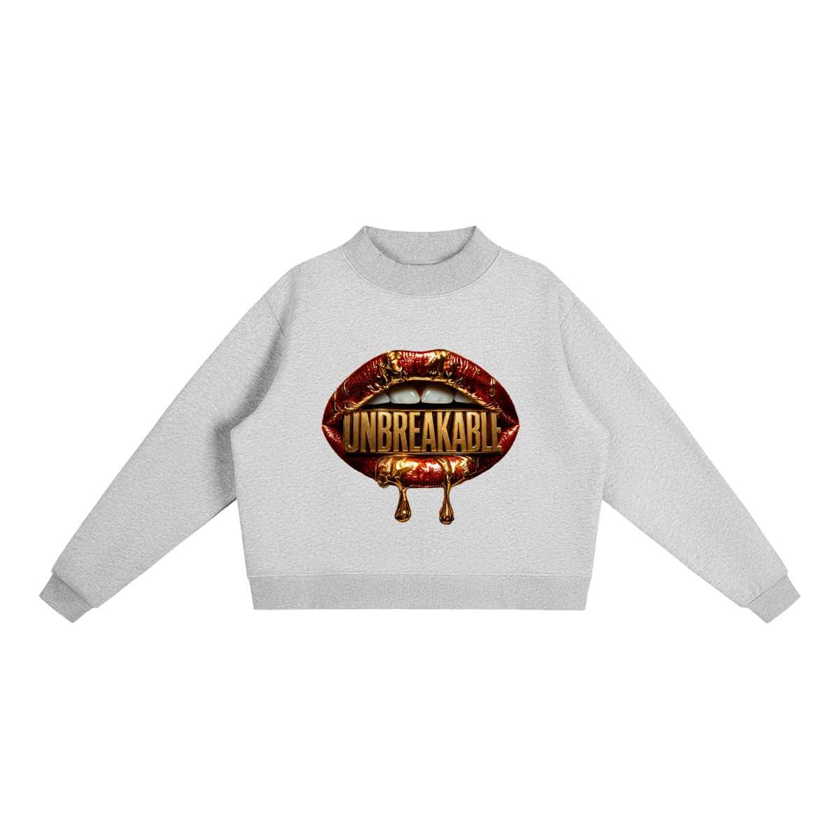 Unbreakable Lips Oversized Mock-Neck Sweatshirt