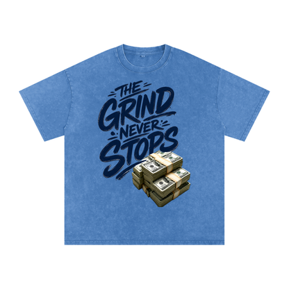 The Grind Never Stops Snow-Washed Cotton Tee