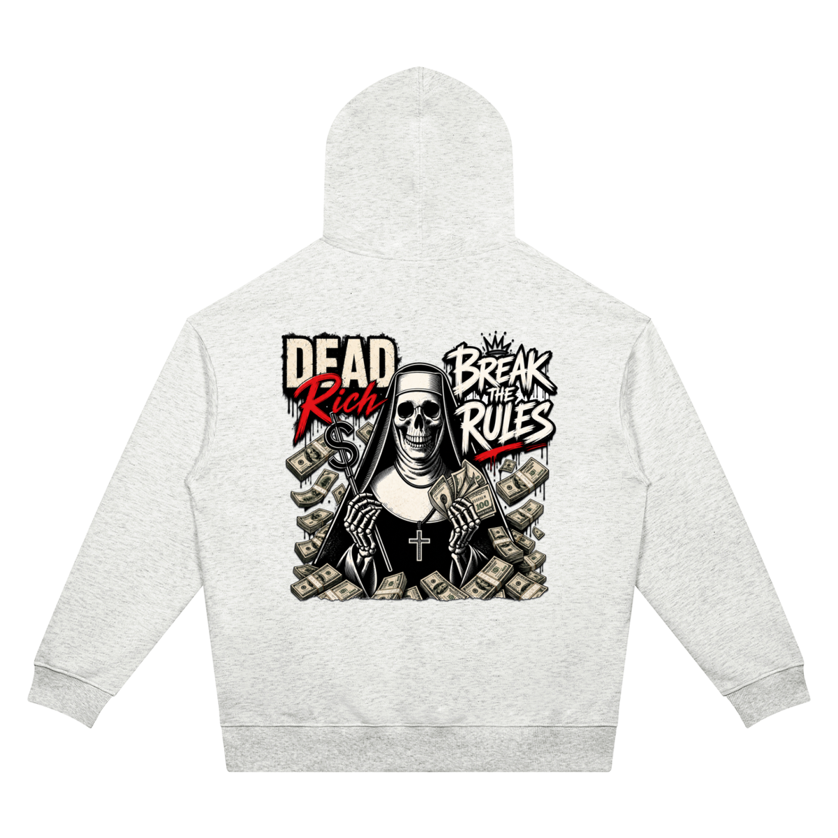 Burning Money Two-Sided Graphic Drop Shoulder Hoodie