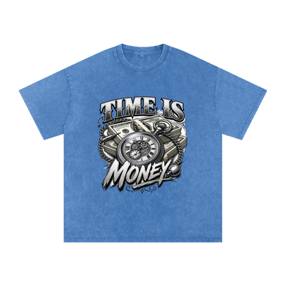 Time Is Money Snow-Washed Cotton Graphic Tee