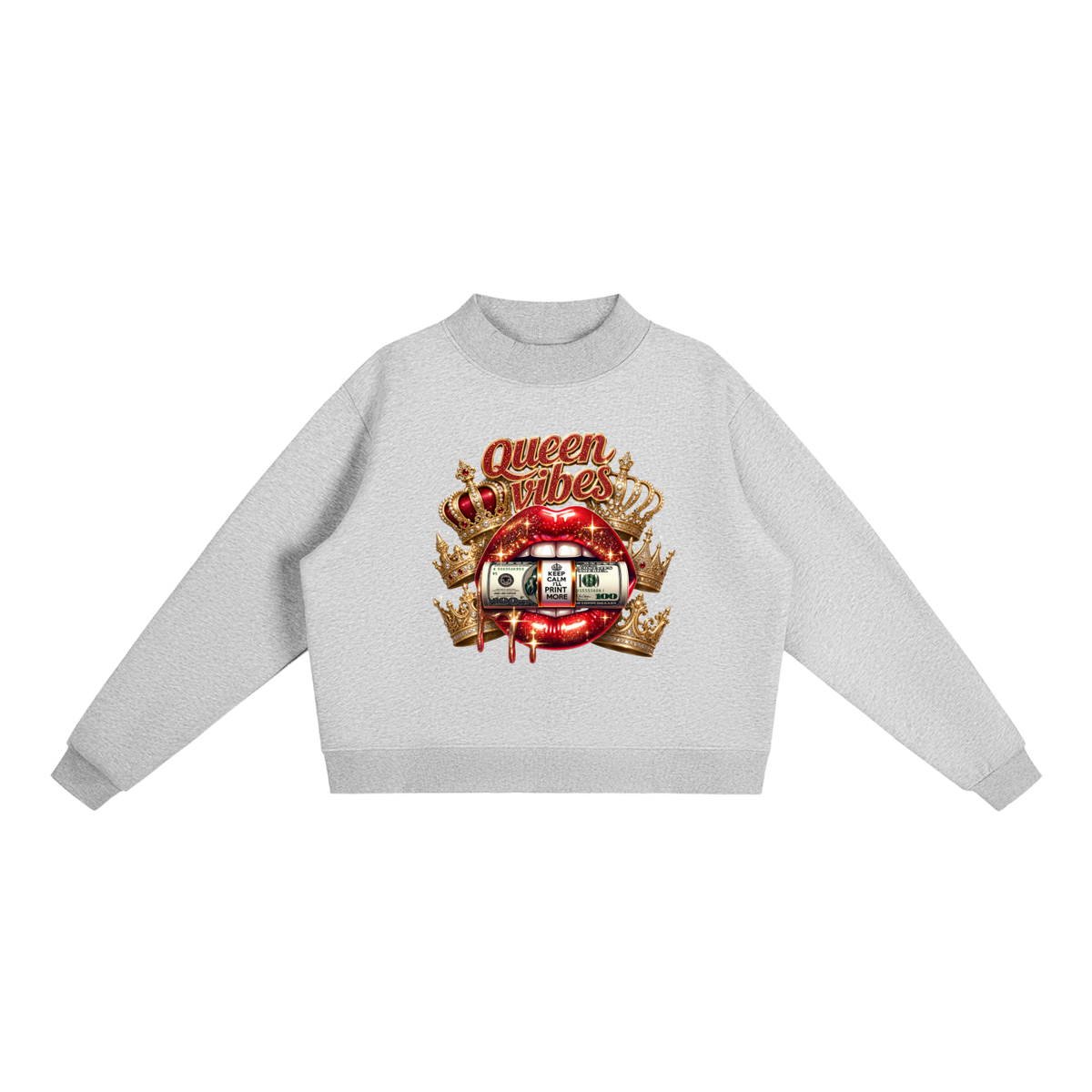 Queen Vibes Lips Oversized Graphic Sweatshirt