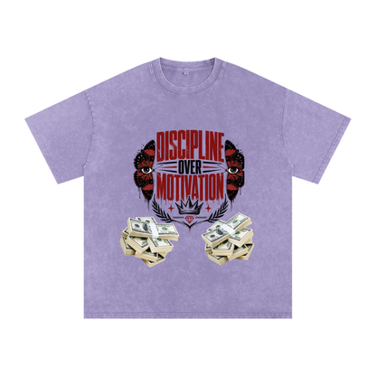 Discipline Over Motivation Snow-Washed Cotton Tee