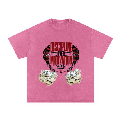 Discipline Over Motivation Snow-Washed Cotton Tee
