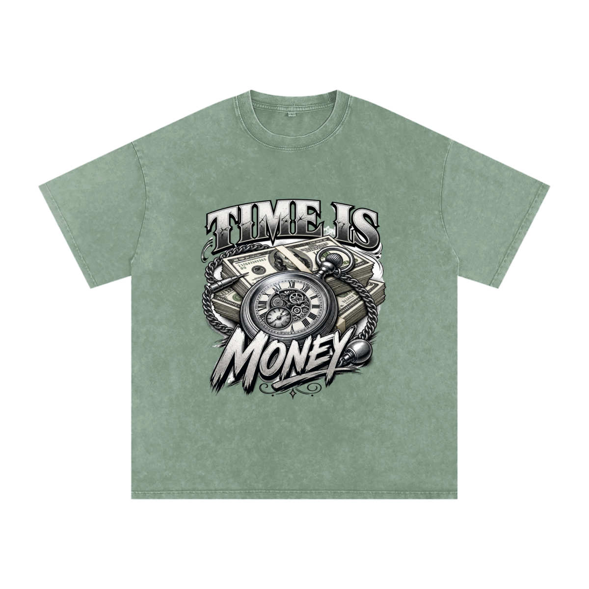 Time Is Money Snow-Washed Cotton Graphic Tee