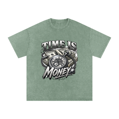 Time Is Money Snow-Washed Cotton Graphic Tee