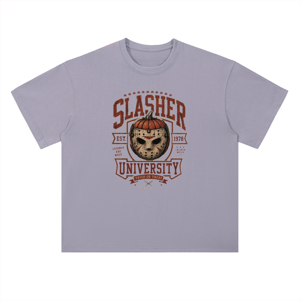 Slasher University Horror Mask Graphic Drop Shoulder Tee