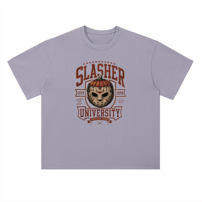 Slasher University Horror Mask Graphic Drop Shoulder Tee